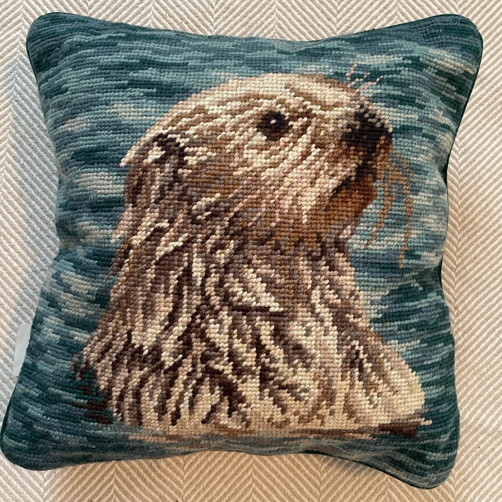 NWT RARE 1992 Frans Lanting /Minden Pictures Sea Otter Needlepoint Pillow